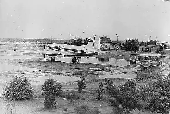 Вид на первый аэропорт города Актау (Шевченко) 1966 год.