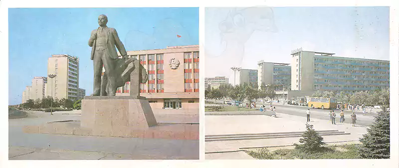 Памятник В.И. Ленину. Молодежные общежития на проспекте Ленина
