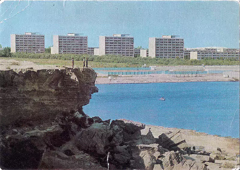 Открытка город Шевченко, берег Каспийского моря 1977 год